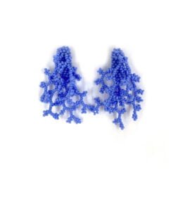 Hand embroidered light blue earrings